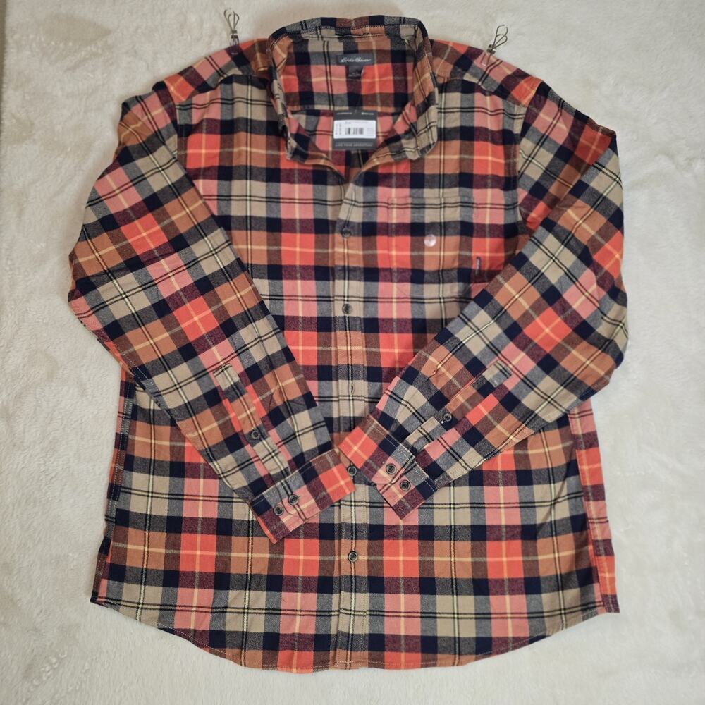 Eddie Bauer Men’s L Relaxed Fit Eddie’s Favorite Flannel Shirt Plaid Fall 22 NWT